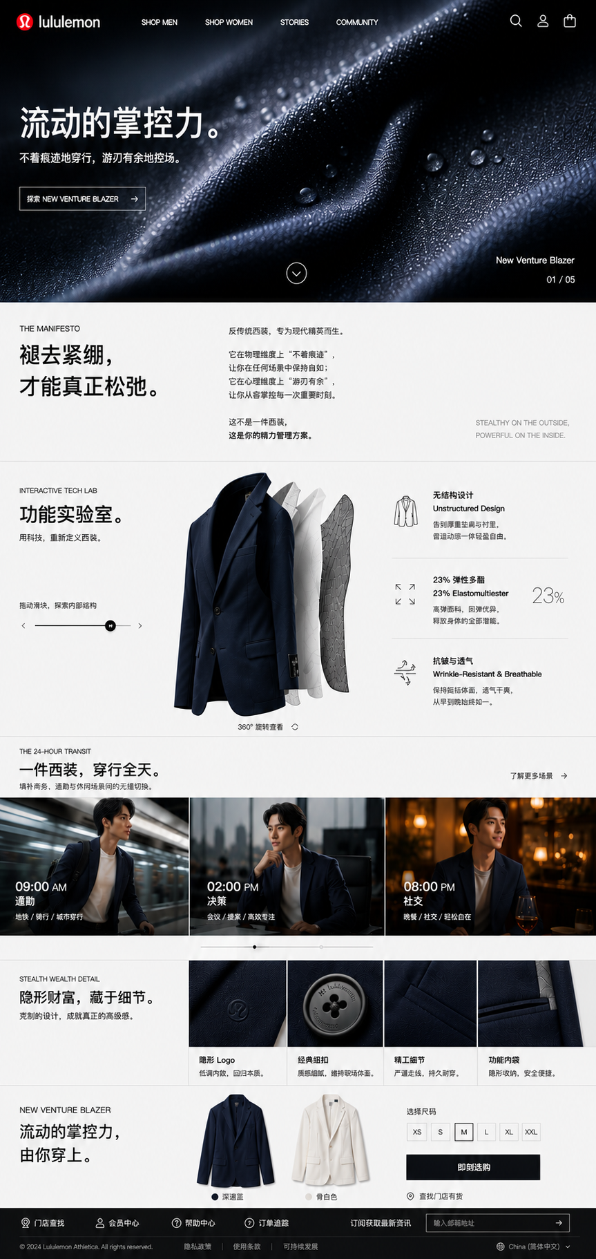 Lululemon New Venture Blazer 广告网页视觉